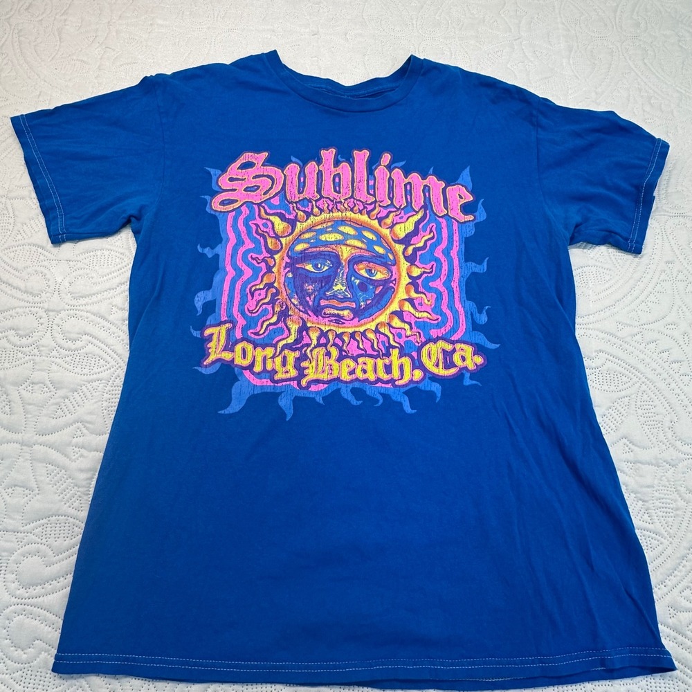 Sublime Long Beach CA Sun Graphic T-Shirt Blue Medium Spencer Gifts